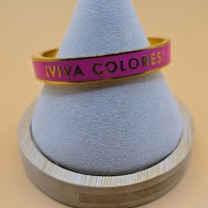kate spade Pink Enamel Gold-Tone "¡VIVA COLORES!" Bangle Bracelet